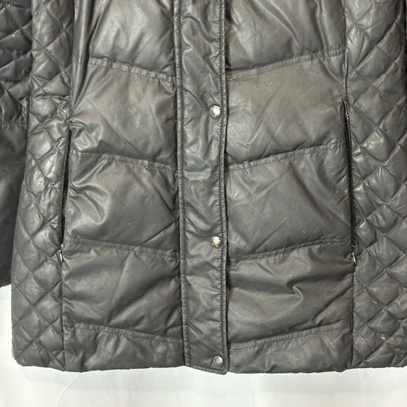 GUESS Puffer Black Quilted Jacket Size S Women's Full Zip Hooded Down Faux Fur - Picture 3 of 14